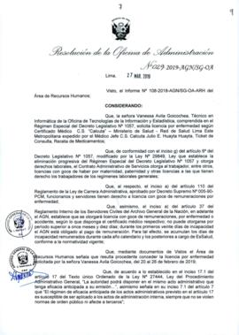 Resolución de la Oficina de Administración N° 029-2019-AGN/SG-OA
