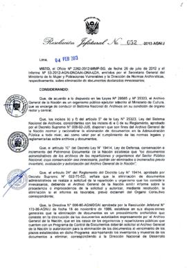Resolución Jefatural N° 052-2013-AGN/J
