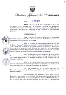 Resolución Jefatural N° 230-2013-AGN/J