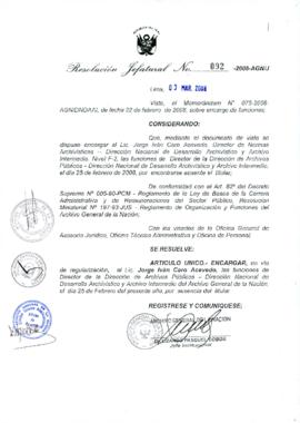 Resolución Jefatural N° 092-2008-AGN/J