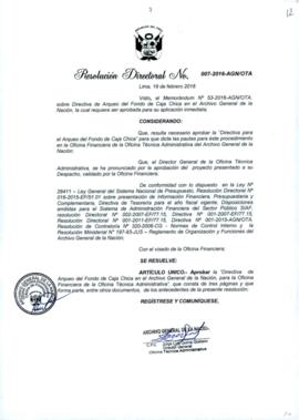 Resolución Directoral N° 007-2016-AGN/OTA