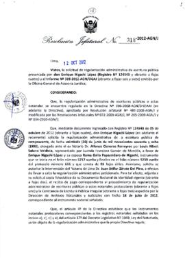 Resolución Jefatural N° 318-2012-AGN/J
