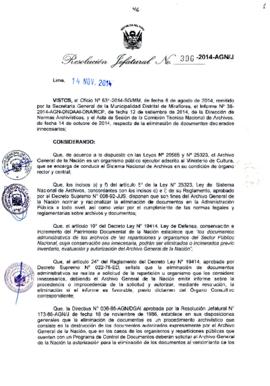 Resolución Jefatural N° 396-2014-AGN/J