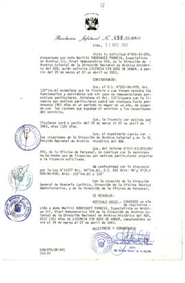Resolución Jefatural N° 058-1993/AGN/J