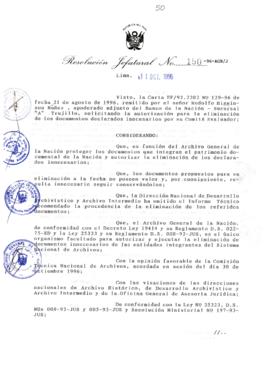 Resolución Jefatural N° 150-1996/AGN/J