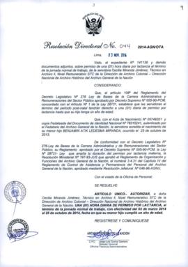 Resolución Directoral N° 044-2014-AGN/OTA