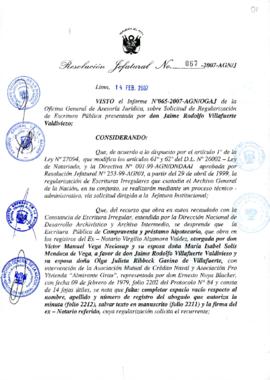 Resolución Jefatural N° 067-2007-AGN/J