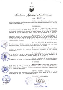 Resolución Jefatural N° 295-1999/AGN/J