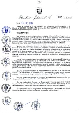 Resolución Jefatural N° 032-2019-AGN/J