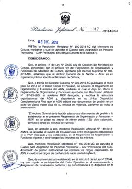 Resolución Jefatural N° 317-2018-AGN/J