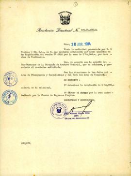 Resolución Directoral N° 25-84-AGN/OA