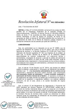 Resolución Jefatural N° 142-2020-AGN/J