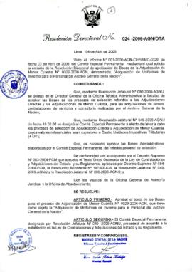 Resolución Directoral N° 024-2006-AGN/OTA