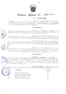 Resolución Jefatural N° 143-1995/AGN/J