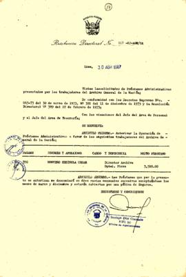 Resolución Directoral N° 17-87-AGN-OA