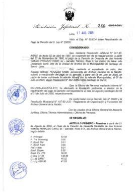 Resolución Jefatural N° 240-2005-AGN/J
