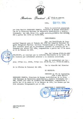 Resolución Directoral N° 002-94-AGN/OTA