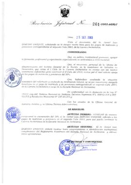Resolución Jefatural N° 261-2003-AGN/J