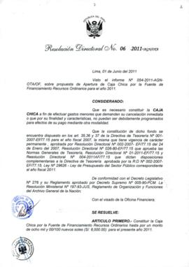 Resolución Directoral N° 006-2011-AGN/OTA