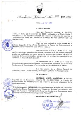 Resolución Jefatural N° 001-2005-AGN/J
