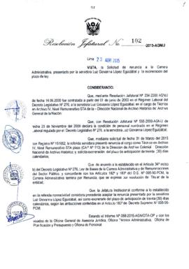 Resolución Jefatural N° 102-2015-AGN/J