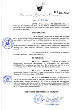 Resolución Jefatural N° 414-2004-AGN/J