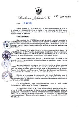 Resolución Jefatural N° 403-2014-AGN/J