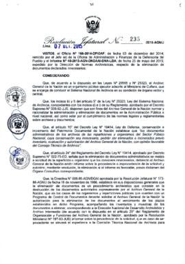 Resolución Jefatural N° 235-2015-AGN/J