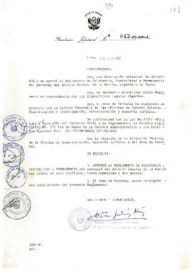 Resolución Jefatural N° 043-1987/AGN/J