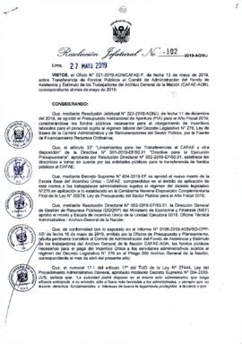 Resolución Jefatural N° 102-2019-AGN/J