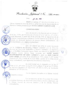 Resolución Jefatural N° 186-1999/AGN/J