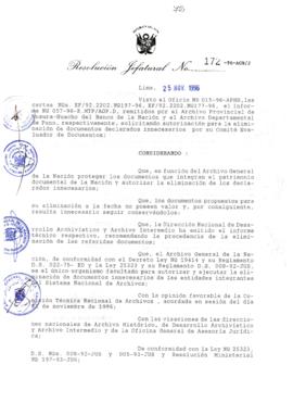 Resolución Jefatural N° 172-1996/AGN/J