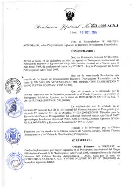 Resolución Jefatural N° 319-2005-AGN/J