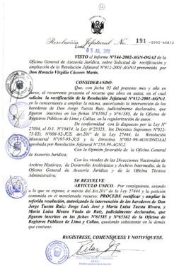 Resolución Jefatural N° 191-2002/AGN/J