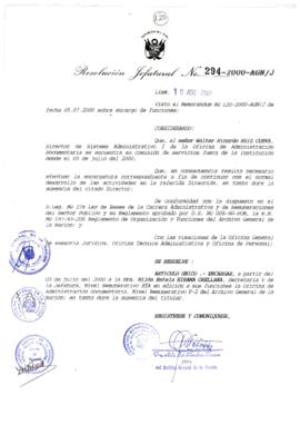 Resolución Jefatural N° 294-2000/AGN/J
