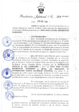 Resolución Jefatural N° 264-1999/AGN/J