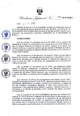Resolución Jefatural N° 287-2018-AGN/J