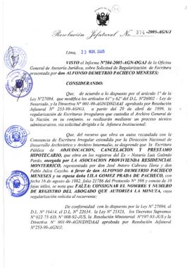 Resolución Jefatural N° 374-2005-AGN/J