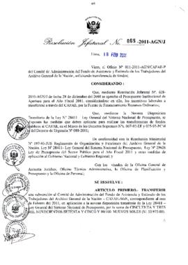 Resolución Jefatural N° 069-2011-AGN/J