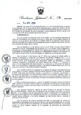 Resolución Jefatural N° 228-2019-AGN/J