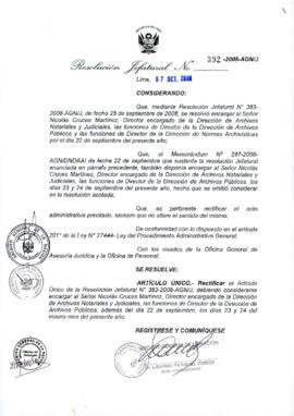 Resolución Jefatural N° 392-2008-AGN/J