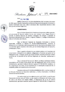 Resolución Jefatural N° 171-2014-AGN/J