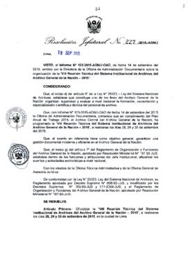 Resolución Jefatural N° 227-2015-AGN/J