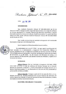 Resolución Jefatural N° 494-2011-AGN/J