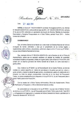 Resolución Jefatural N° 291-2014-AGN/J