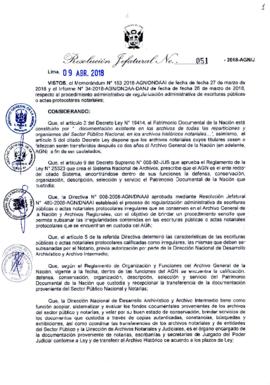Resolución Jefatural N° 051-2018-AGN/J