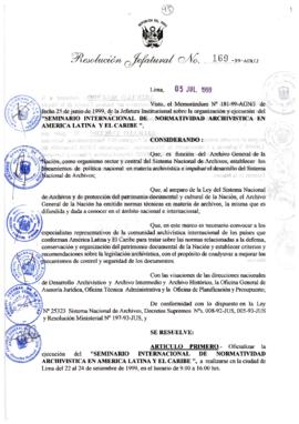 Resolución Jefatural N° 169-1999/AGN/J