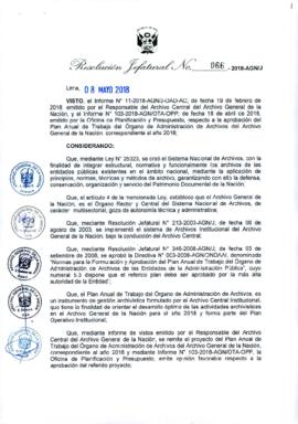 Resolución Jefatural N° 066-2018-AGN/J