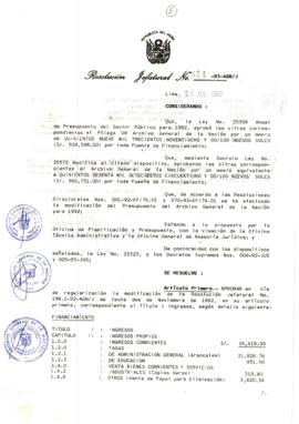 Resolución Jefatural N° 084-1993/AGN/J