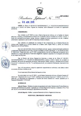 Resolución Jefatural N° 082-2015-AGN/J